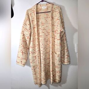 FSL Apparel Sprinkle open front Cardigan cream flecks of gold size medium